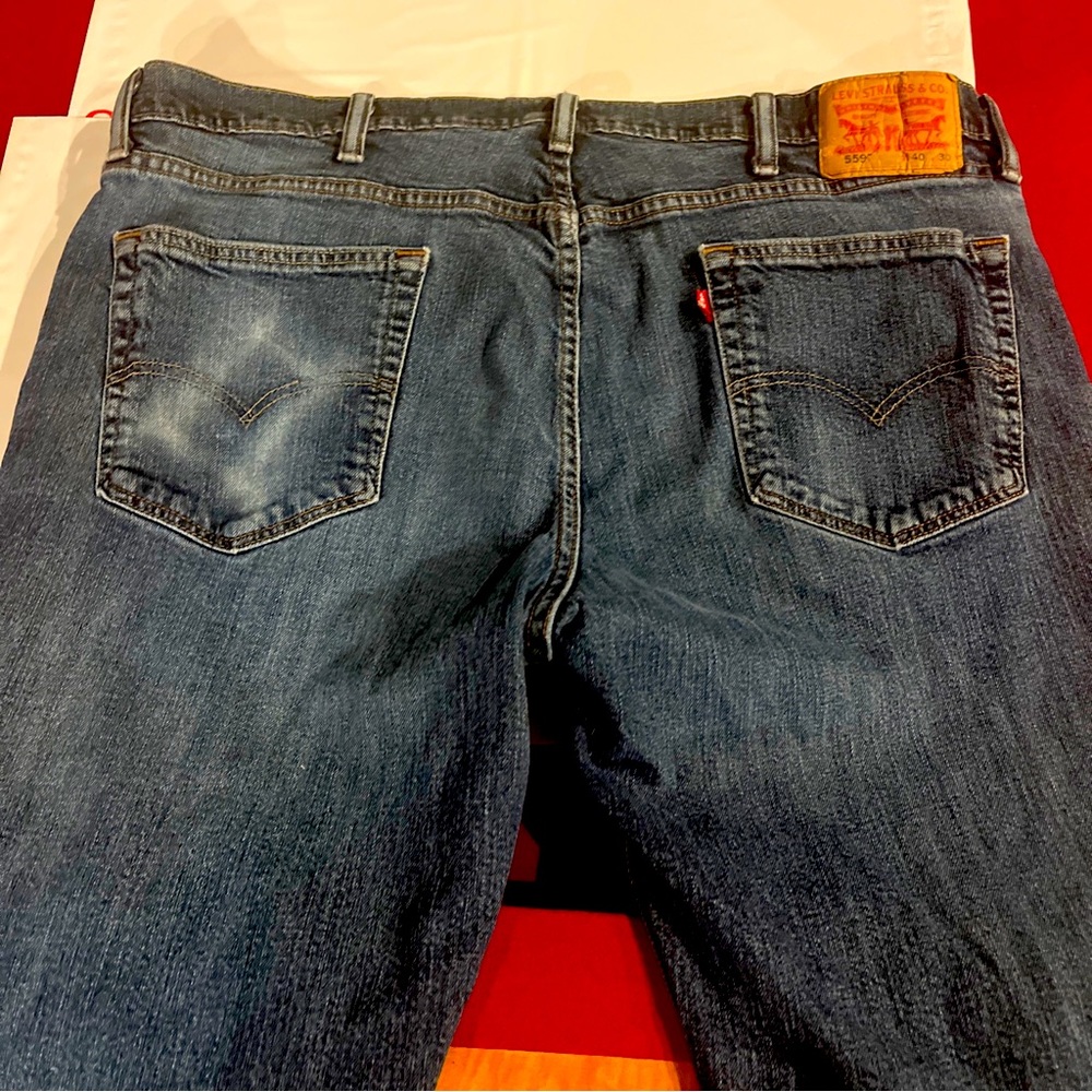 Levi’s 559 Relaxed Straight Leg Jeans Men 40x30 Blue Distressed Knee Roomy Pants